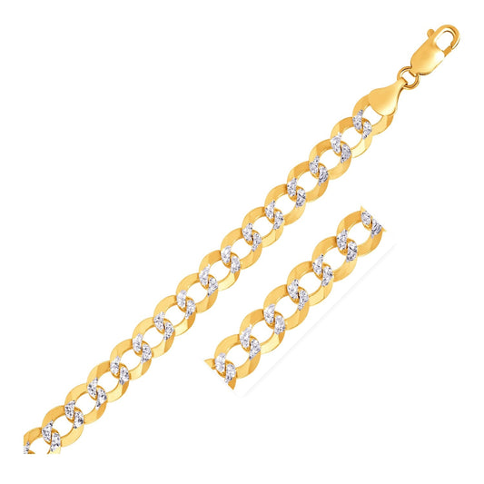 10 mm 14k Two Tone Gold Pave Curb Bracelet - Zavaldi