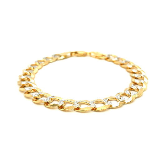 10 mm 14k Two Tone Gold Pave Curb Bracelet - Zavaldi