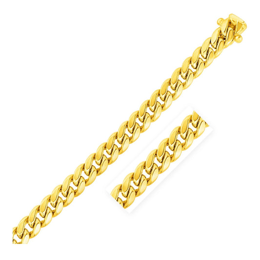 10.5mm 14k Yellow Gold Semi Solid Miami Cuban Bracelet - Zavaldi
