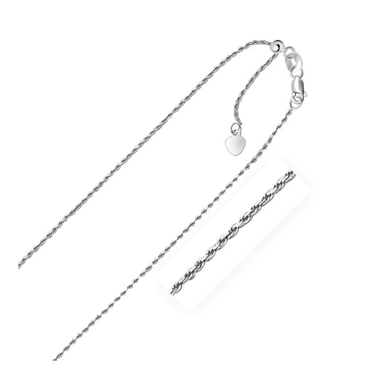 10k White Gold Adjustable Rope Chain 1.0mm - Zavaldi