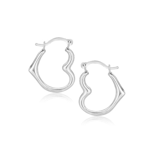 10k White Gold Heart Hoop Earrings - Zavaldi
