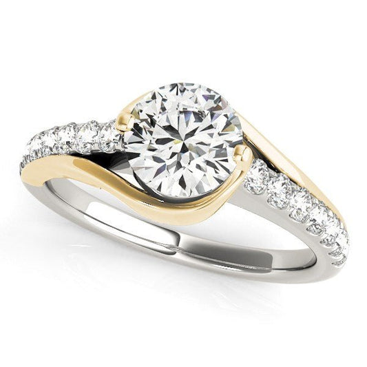 14k Two Tone Gold Split Shank Style Diamond Engagement Ring (1 1/4 cttw) - Zavaldi