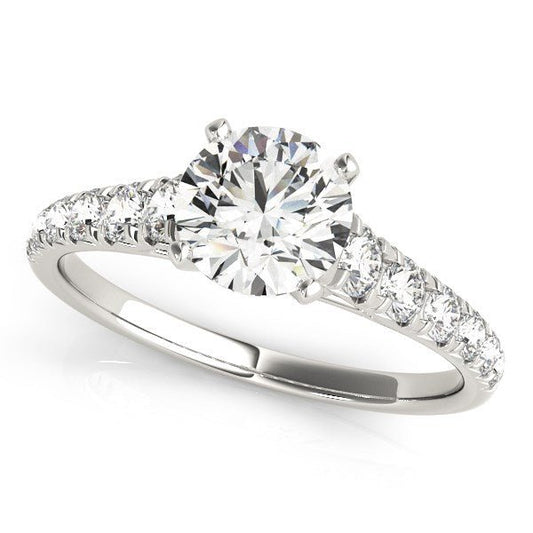 14k White Gold Prong Set Graduated Diamond Engagement Ring (1 7/8 cttw) - Zavaldi
