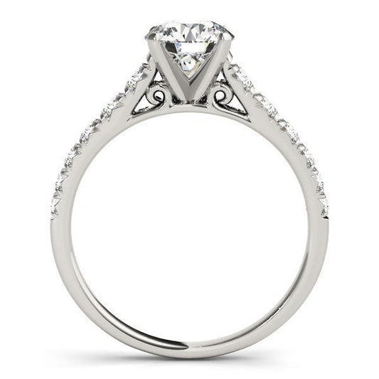 14k White Gold Prong Set Graduated Diamond Engagement Ring (1 7/8 cttw) - Zavaldi