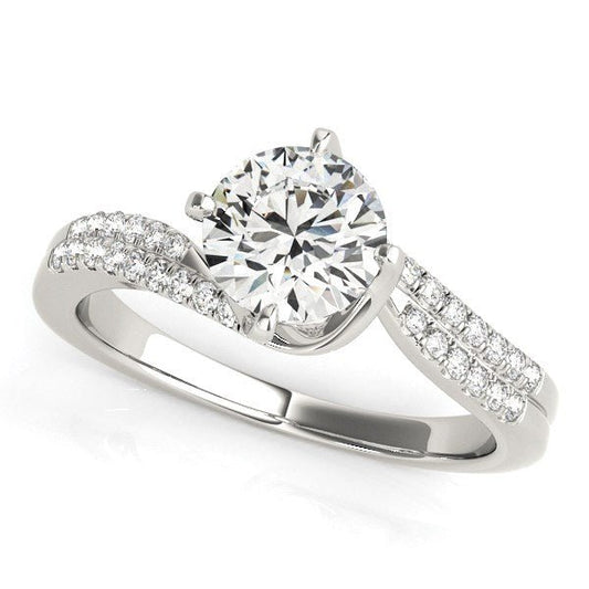 14k White Gold Spiral Design Pronged Diamond Engagement Ring (1 1/8 cttw) - Zavaldi