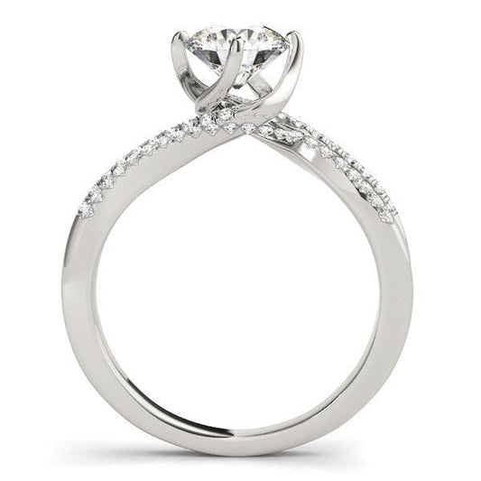 14k White Gold Spiral Design Pronged Diamond Engagement Ring (1 1/8 cttw) - Zavaldi