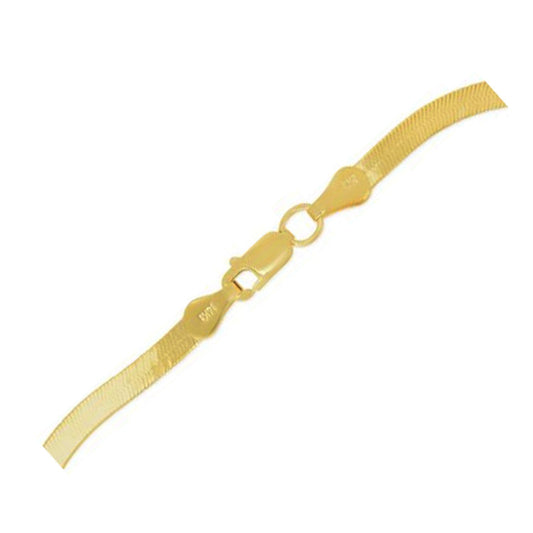 1.5mm 14k Yellow Gold Super Flex Herringbone Anklet - Zavaldi